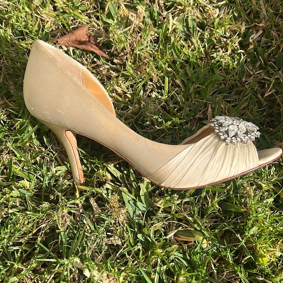 Badgley Misckha gold champagne heels sandals size 7 - Picture 2 of 7